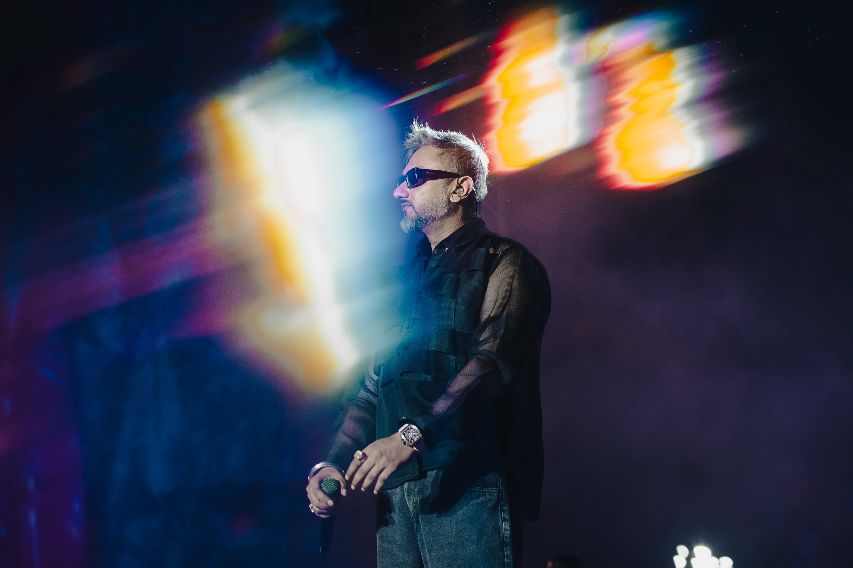 On stage in Jaipur during the Millionaire Tour.